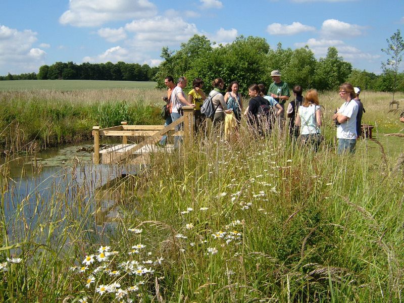 Interreg Exchange Visit 2009 KSCP Jon Shelton with Interreg Exchange Visitors on dipping platform by watercourse