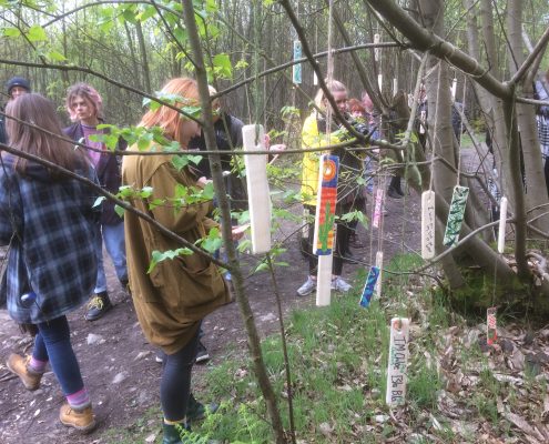people looking at art works in Kings wood